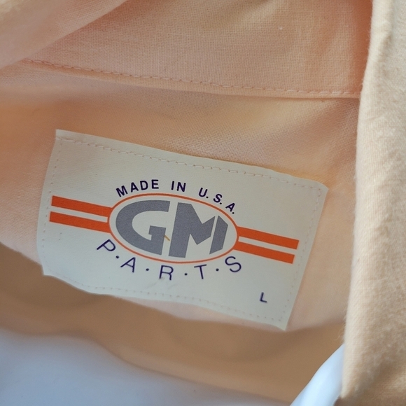 GM Parts Vintage Large Peach Zip Up Shirt Jacket Short Sleeve Utility Oversized - Picture 7 of 7